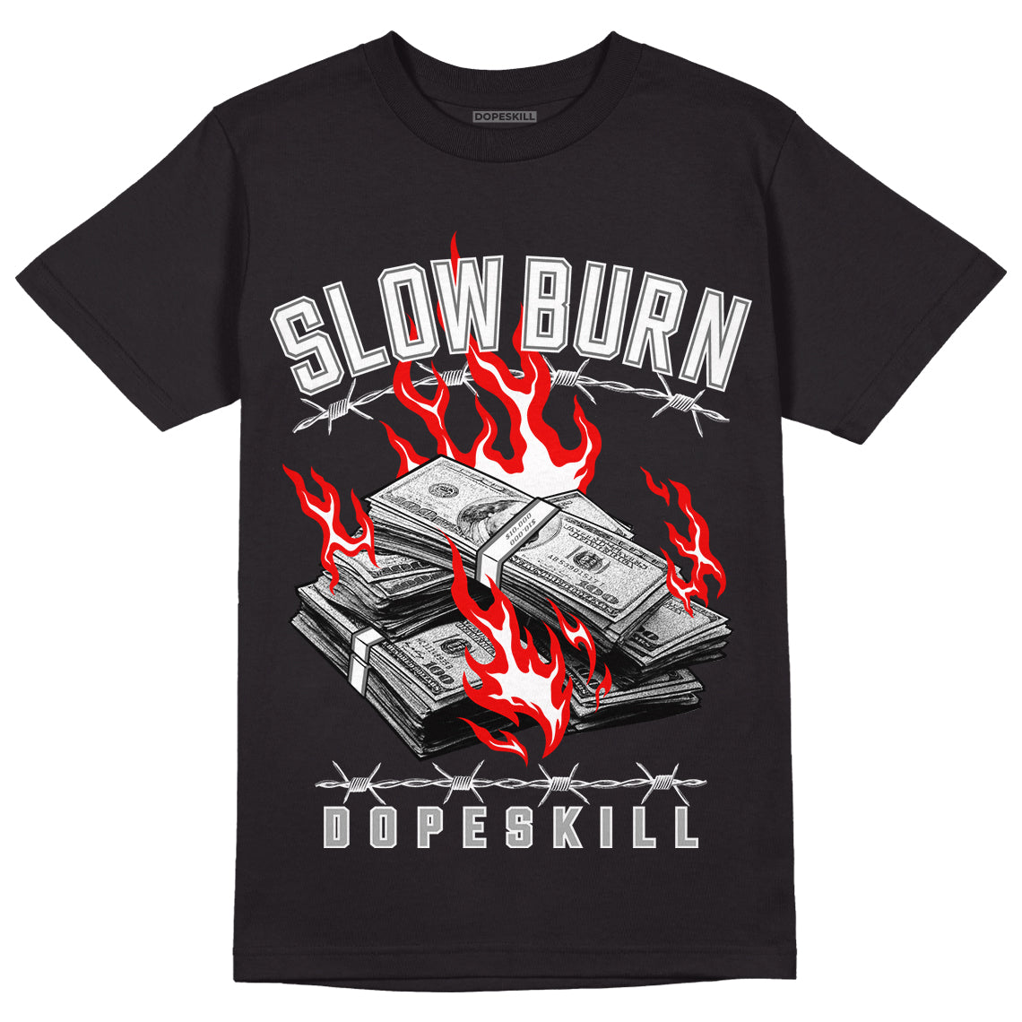 Jordan 1 High Stealth DopeSkill T-Shirt Slow Burn Graphic - Black 