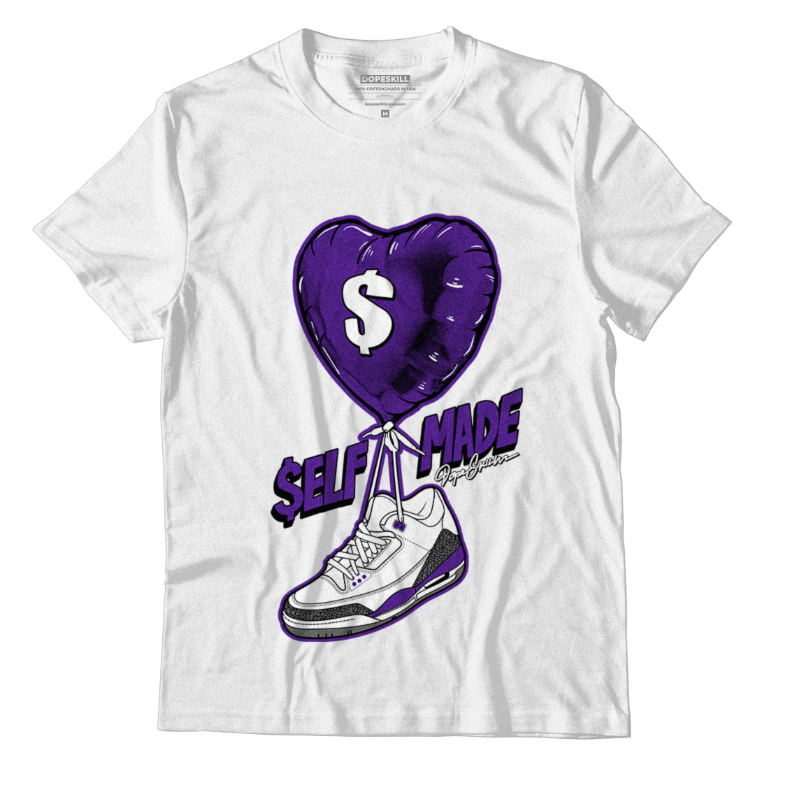 Jordan 3 Dark Iris DopeSkill T-Shirt Self Made Graphic - White 