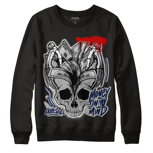 Midnight Navy 4s DopeSkill Sweatshirt MOMM Skull Graphic - Black