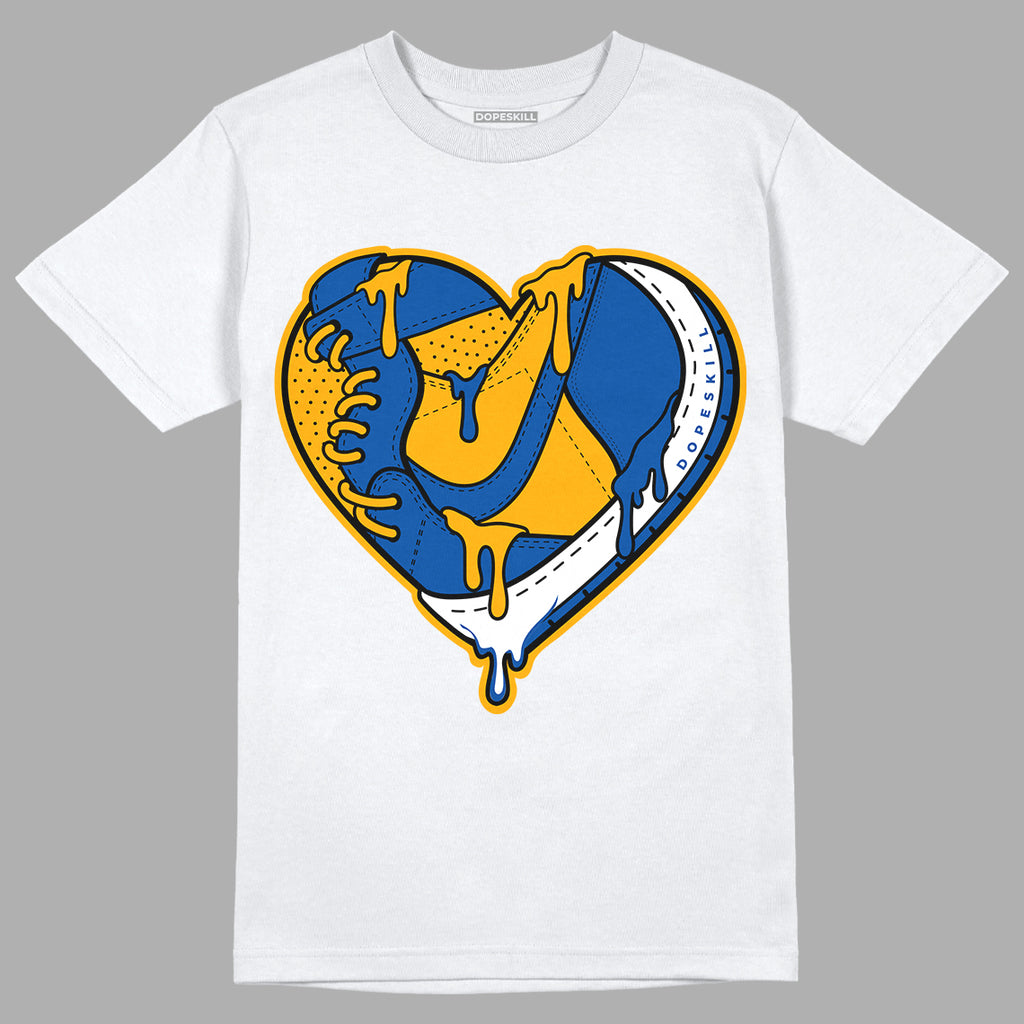 Dunk Blue Jay and University Gold DopeSkill T-Shirt Heart Jordan Graphic Streetwear - White