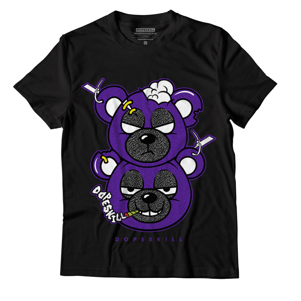 Jordan 3 Dark Iris DopeSkill T-Shirt New Double Bear Graphic - Black 