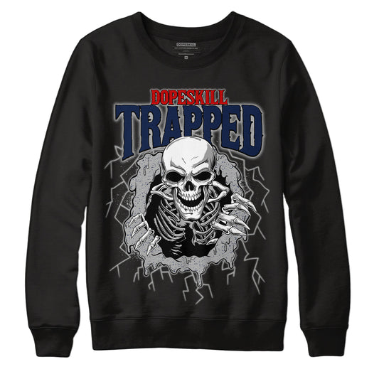 Midnight Navy 4s DopeSkill Sweatshirt Trapped Halloween Graphic - Black