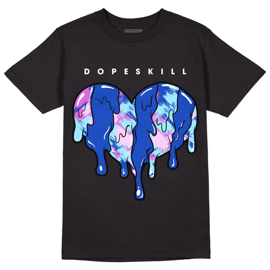 Hyper Royal 12s DopeSkill T-Shirt Slime Drip Heart Graphic - Black