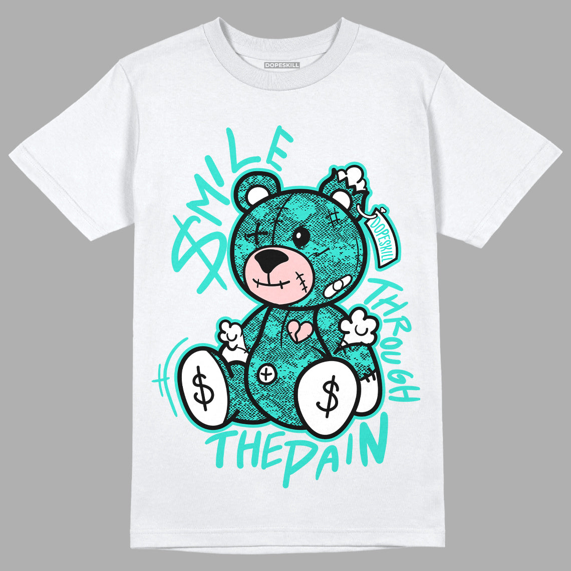 Green Snakeskin Dunk Low DopeSkill T-Shirt BEAN Graphic - White