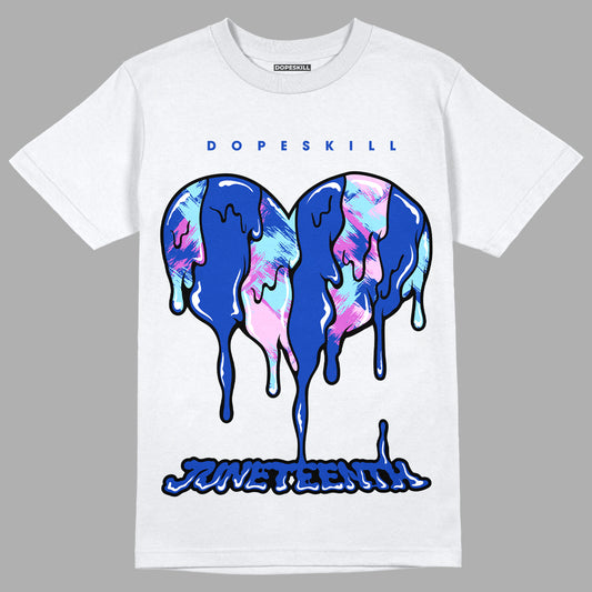 Hyper Royal 12s DopeSkill T-Shirt Juneteenth Heart Graphic - White