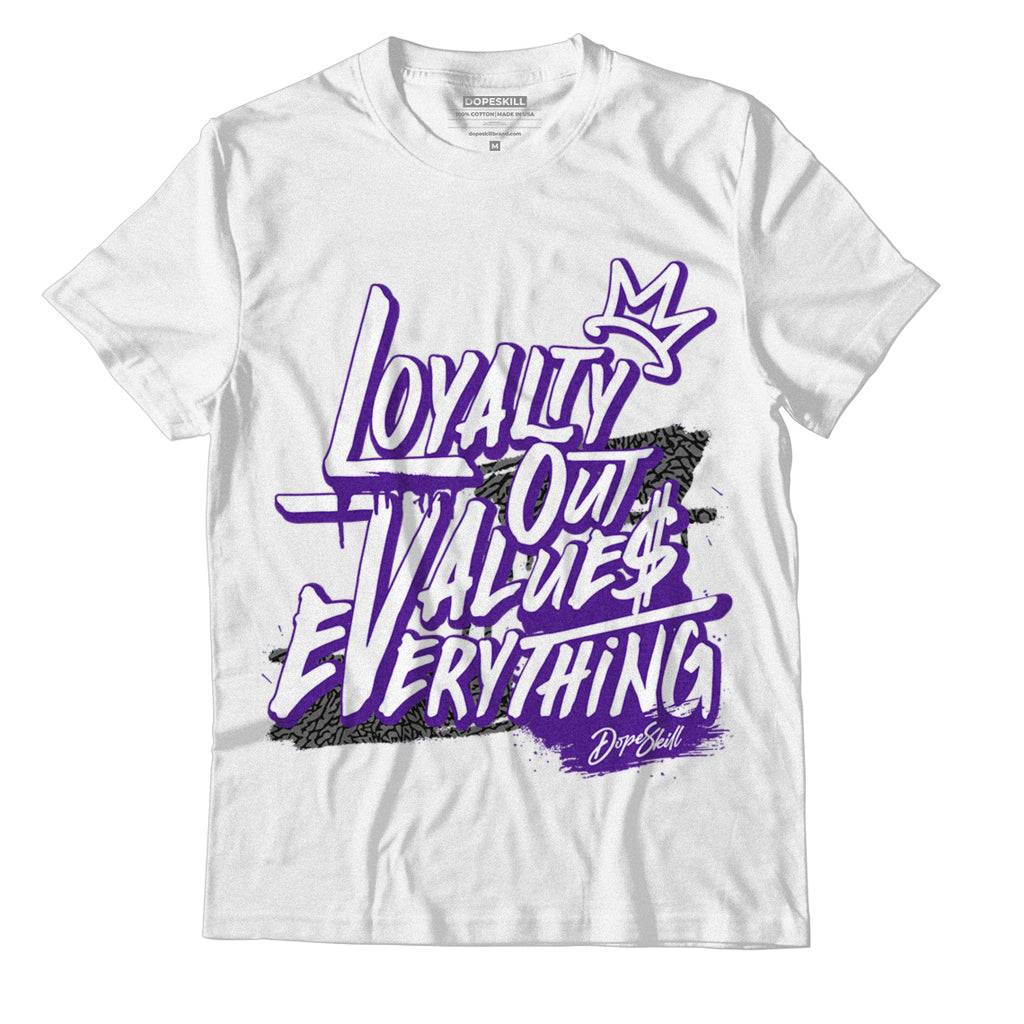 Jordan 3 Dark Iris DopeSkill T-Shirt LOVE Graphic - White 