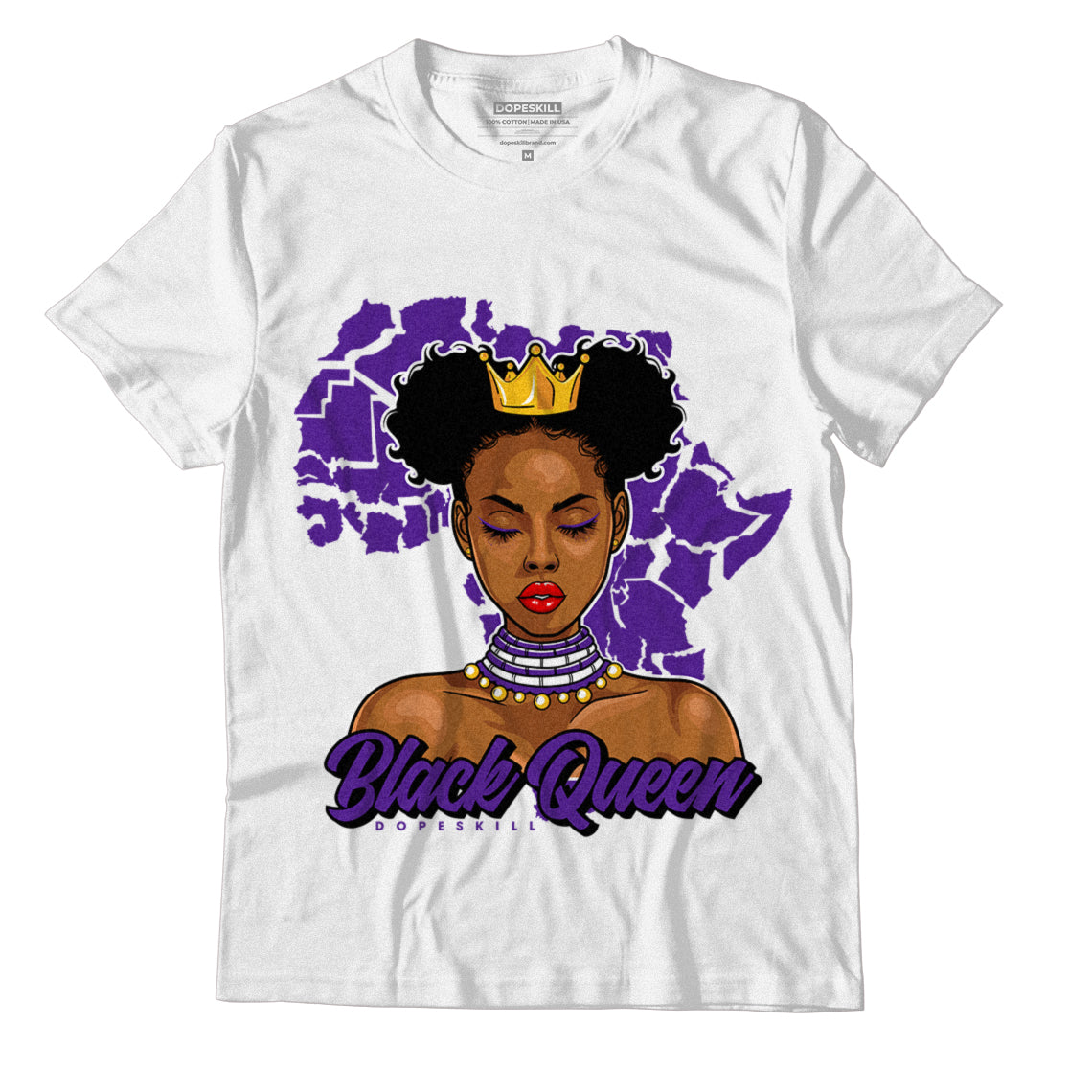 Jordan 3 Dark Iris DopeSkill T-Shirt Black Queen Graphic - White 