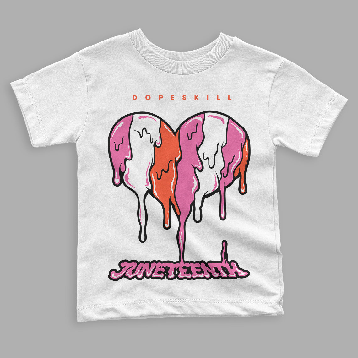 GS Pinksicle 5s DopeSkill Toddler Kids T-shirt Juneteenth Heart Graphic - White 