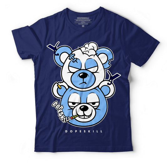 AJ 6 University Blue DopeSkill College Navy T-Shirt New Double Bear Graphic