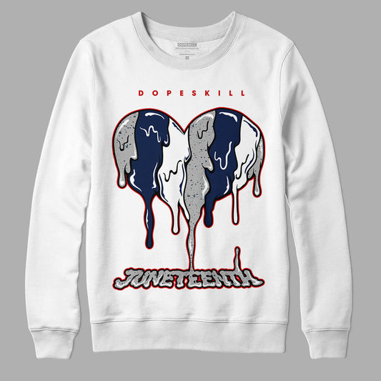 Midnight Navy 4s DopeSkill Sweatshirt Juneteenth Heart Graphic - White