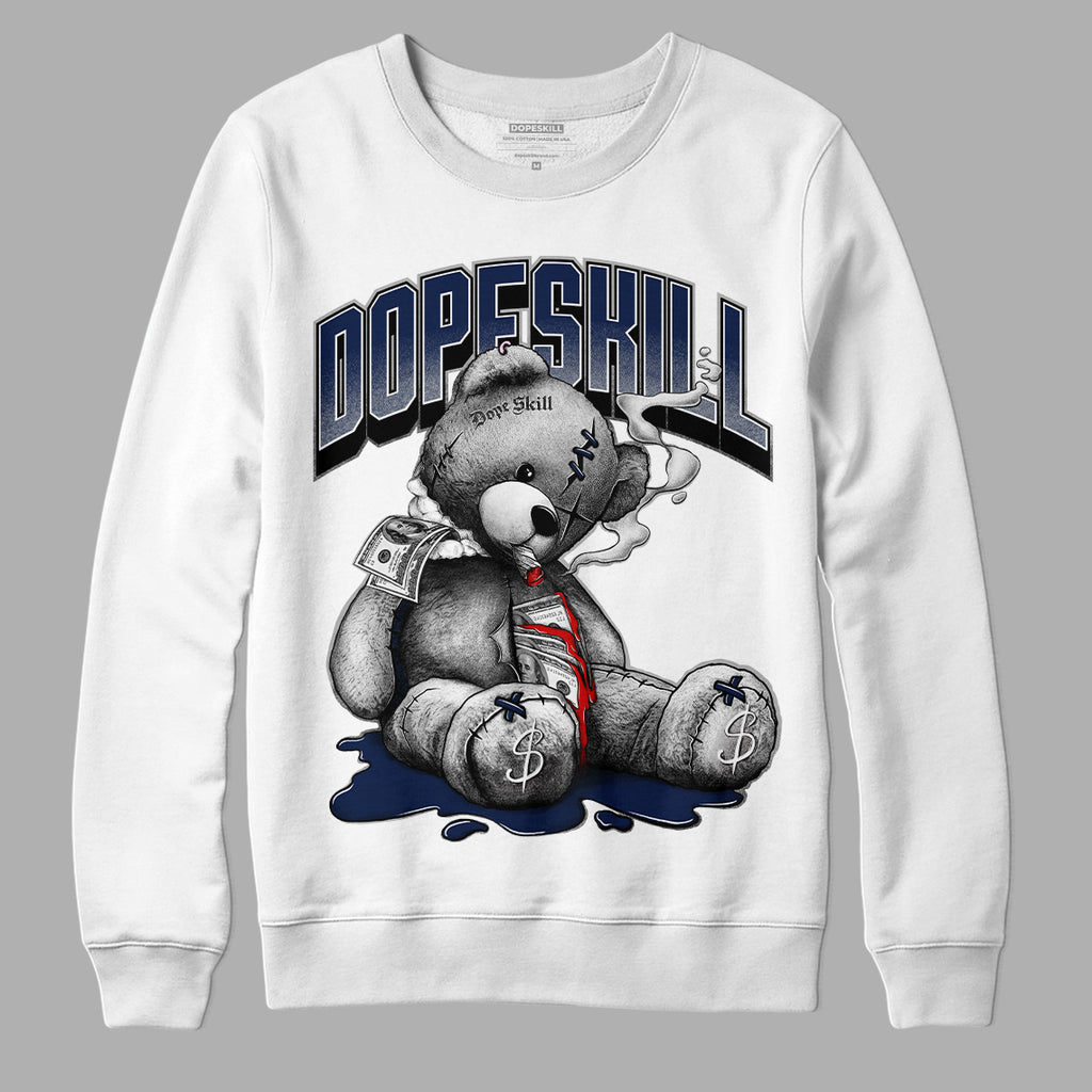 Midnight Navy 4s DopeSkill Sweatshirt Sick Bear Graphic - White