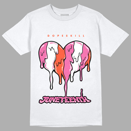 Jordan 5 GS Pinksicle DopeSkill T-Shirt Juneteenth Heart Graphic - White 