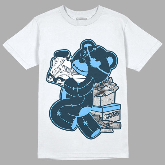 Jordan 6 Midnight Navy DopeSkill White T-Shirt Bear Steals Sneaker Graphic