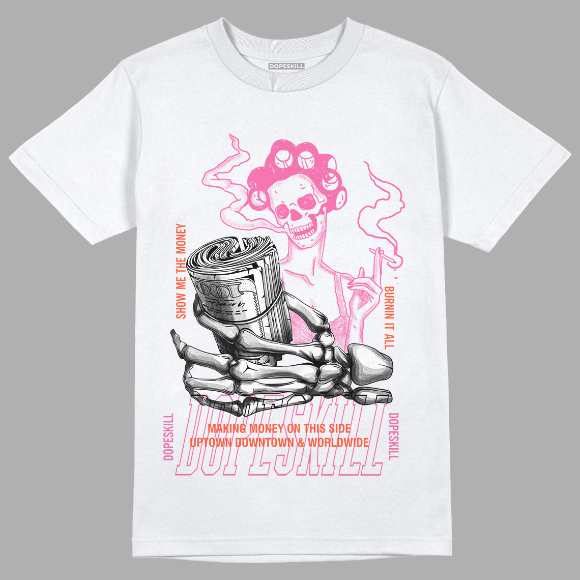 Jordan 5 GS Pinksicle DopeSkill T-Shirt Show Me The Money Graphic - White 