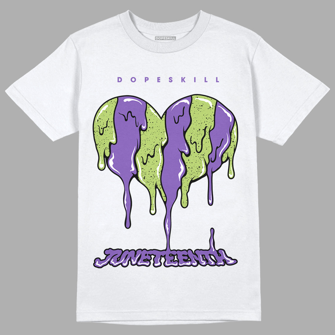 Jordan 4 Canyon Purple DopeSkill T-Shirt Juneteenth Heart Graphic - White 