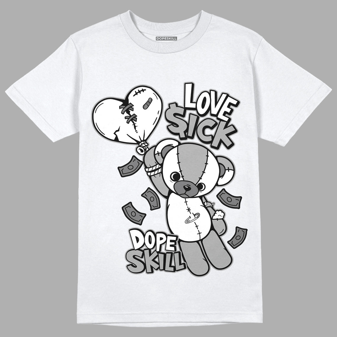 Jordan 1 High Stealth DopeSkill T-Shirt Love Sick Graphic - White 