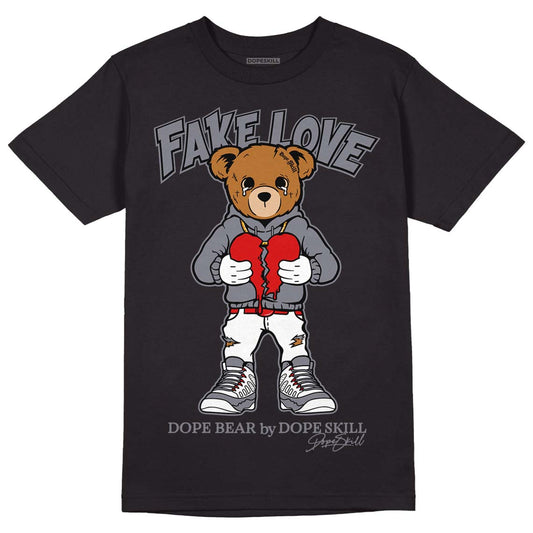 Fire Red 9s DopeSkill T-Shirt Fake Love Graphic - Black