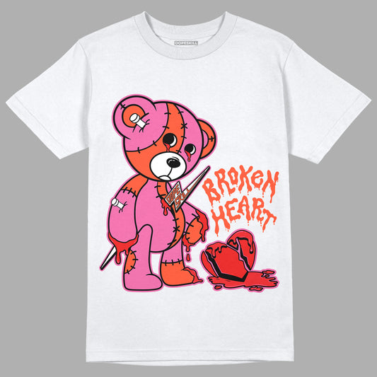 Jordan 5 GS Pinksicle DopeSkill T-Shirt Broken Heart Graphic - White 