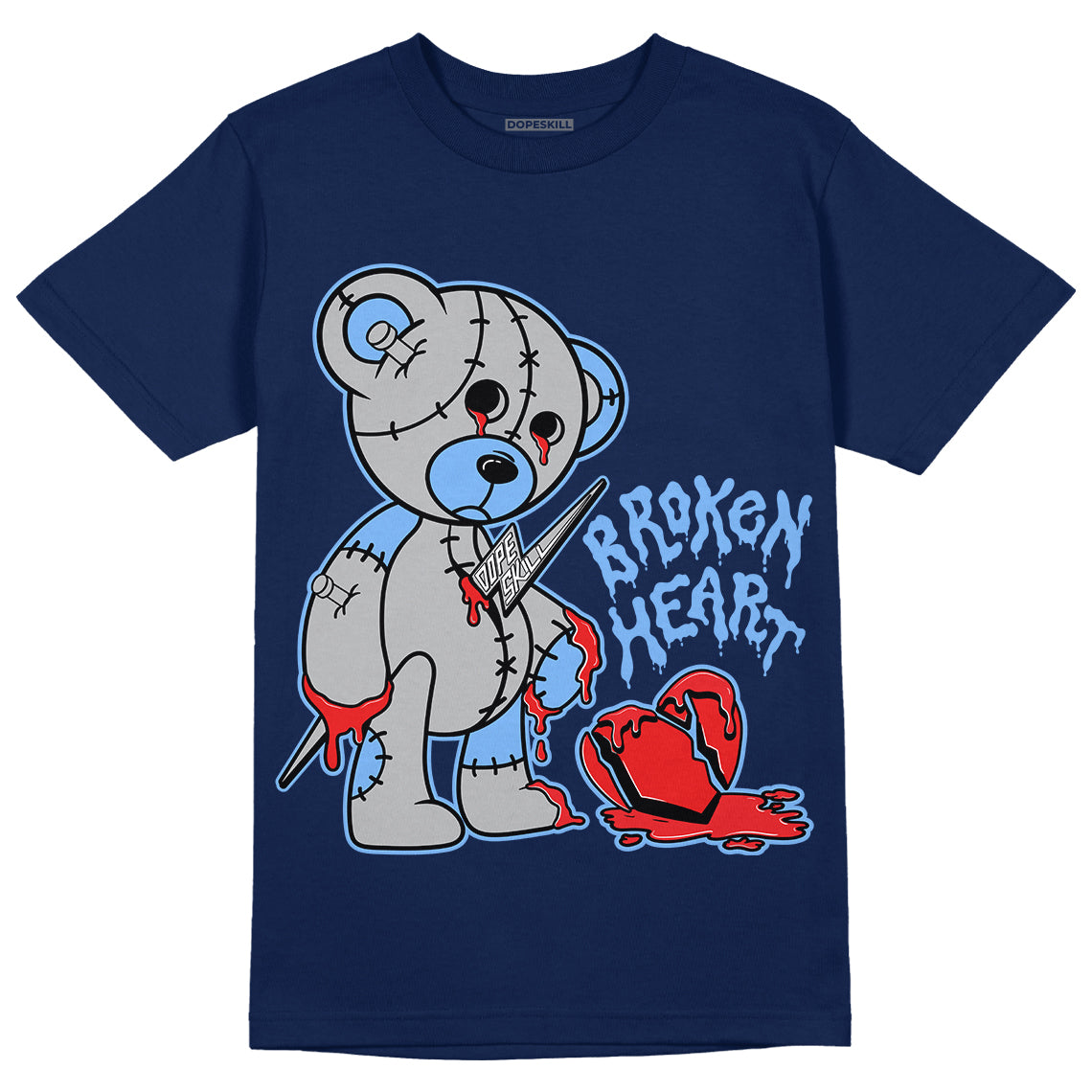 Georgetown 6s DopeSkill College Navy T-shirt Broken Heart Graphic