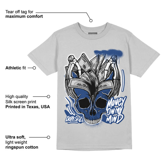 French Blue 13s DopeSkill Light Steel Grey T-shirt MOMM Skull Graphic
