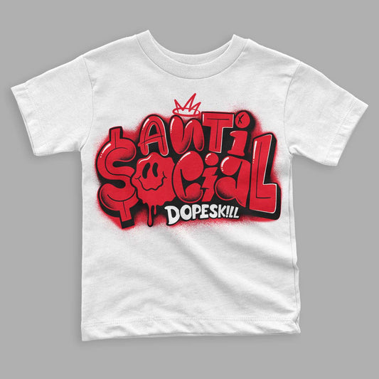 Red Thunder 4s DopeSkill Toddler Kids T-shirt Anti Social Graphic - White 