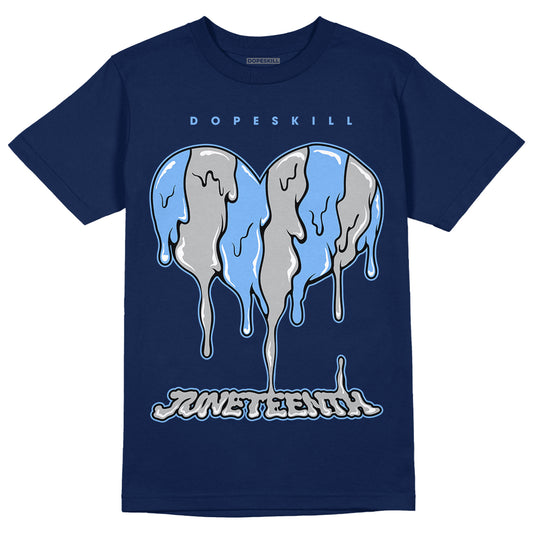 Georgetown 6s DopeSkill College Navy T-shirt Juneteenth Heart Graphic