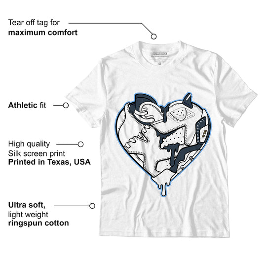 AJ 6 Midnight Navy DopeSkill White T-Shirt Heart AJ 6 Graphic