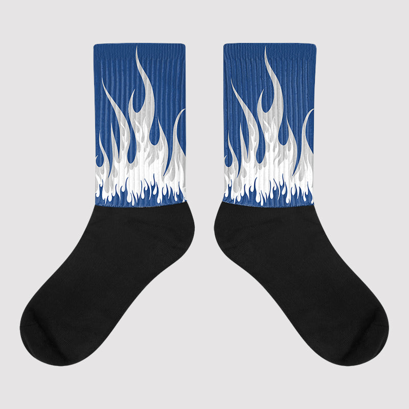 FIRE Sublimated Socks Match Jordan 13 French Blue