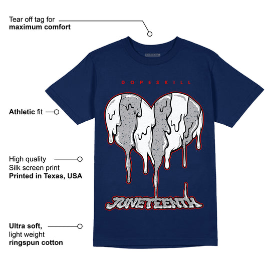 Midnight Navy 4s DopeSkill Midnight Navy T-shirt Juneteenth Heart Graphic