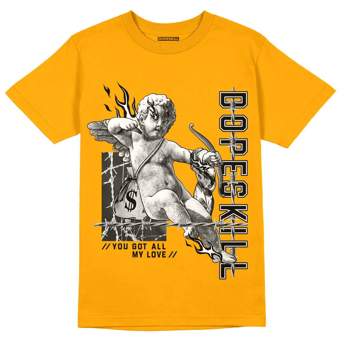 Taxi Yellow Toe 1s DopeSkill Taxi T-shirt You Got All My Love Graphic