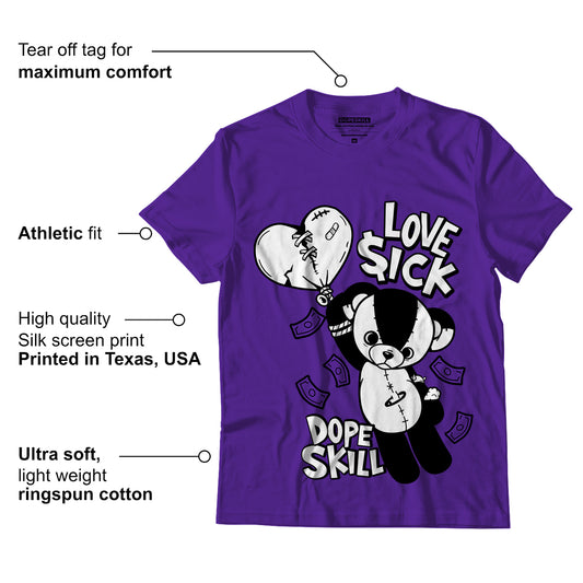 AJ 13 Court Purple DopeSkill Purple T-shirt Love Sick Graphic