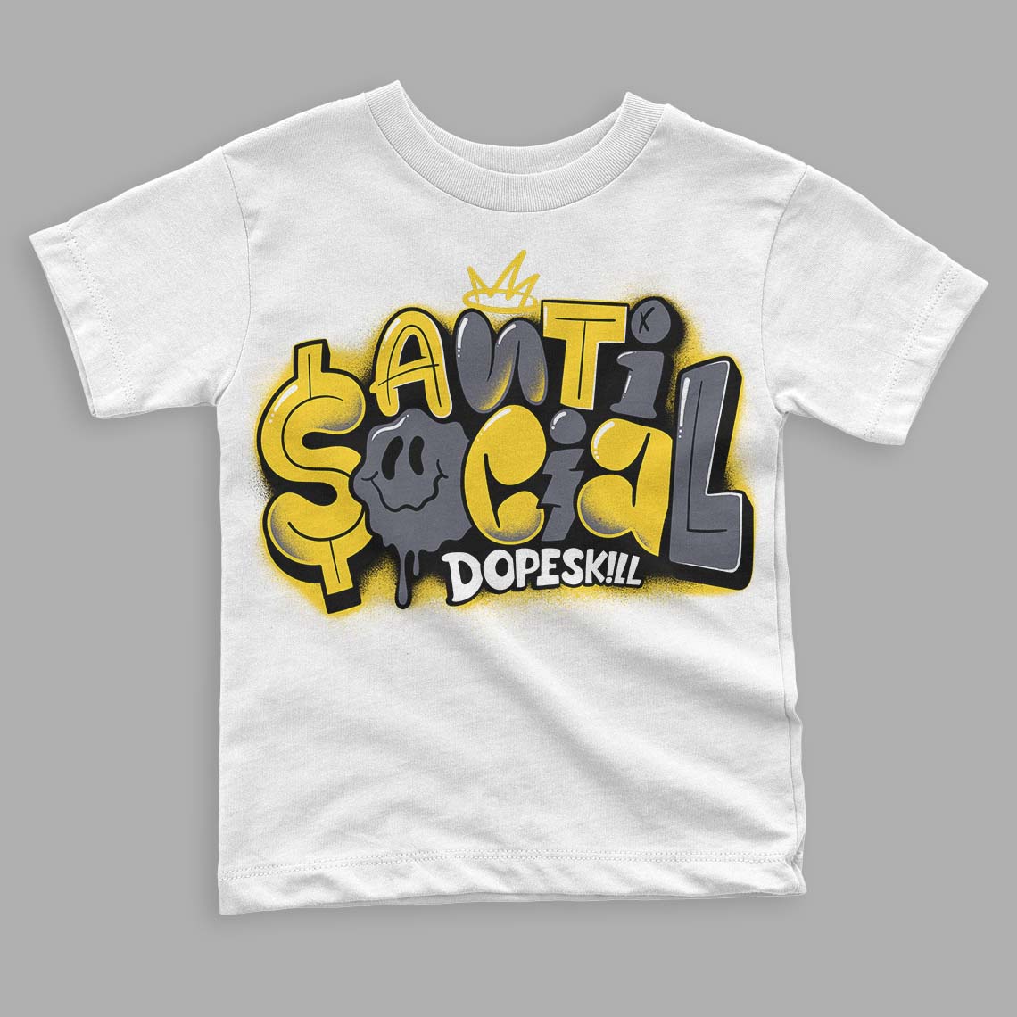 Lightning 4s DopeSkill Toddler Kids T-shirt Anti Social Graphic - White 