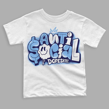 UNC 6s DopeSkill Toddler Kids T-shirt Anti Social Graphic - White 