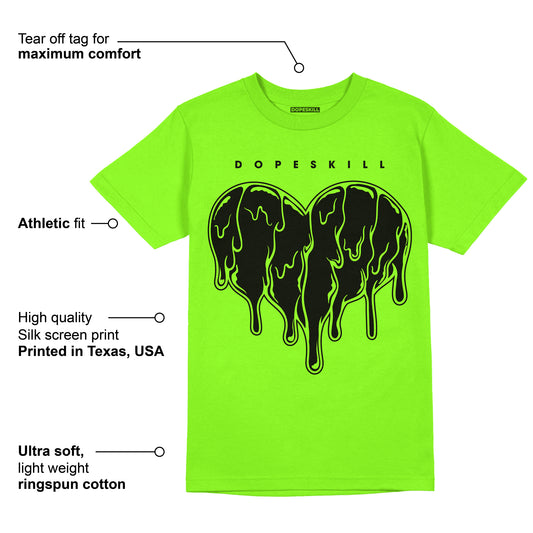 Neon Green Collection DopeSkill Neon Green T-shirt Slime Drip Heart Graphic