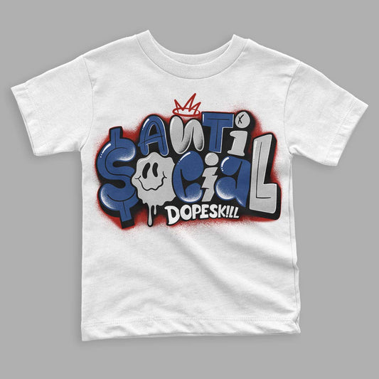 French Blue 13s DopeSkill Toddler Kids T-shirt Anti Social Graphic