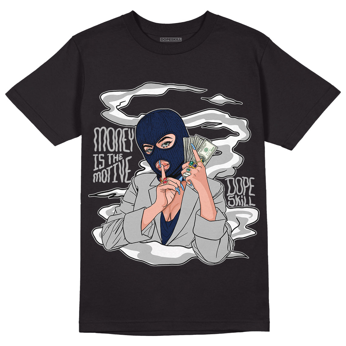 Georgetown 6s DopeSkill T-Shirt Money Is The Motive Graphic - Black