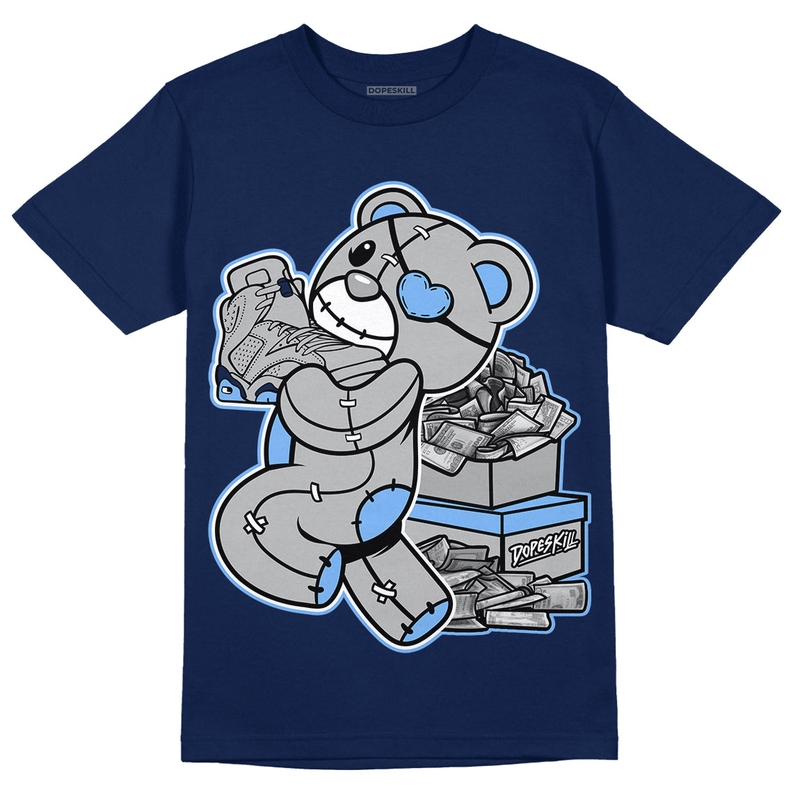 Georgetown 6s DopeSkill College Navy T-shirt Bear Steals Sneaker Graphic