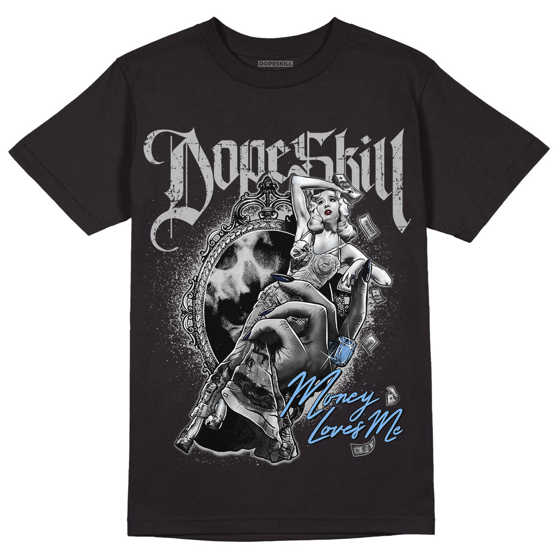 Georgetown 6s DopeSkill T-Shirt Money Loves Me Graphic - Black