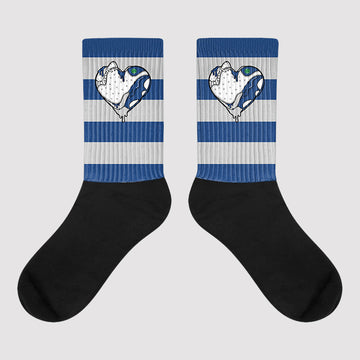 Horizontal Stripes Sublimated Socks Match AJ 13 French Blue