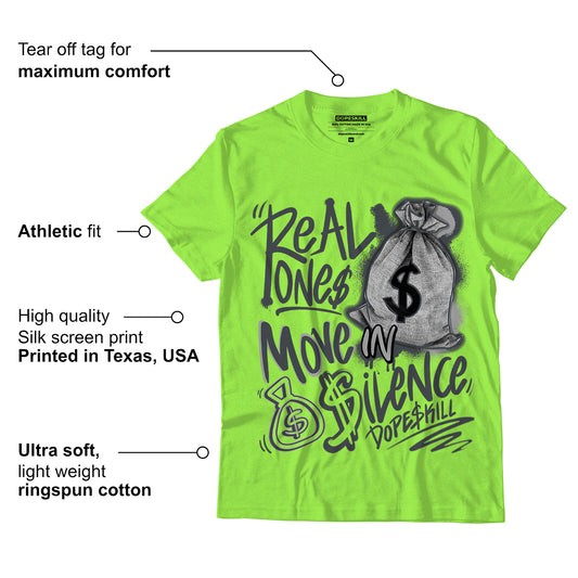 AJ 5 Green Bean DopeSkill Green Bean T-shirt Real Ones Move In Silence Graphic