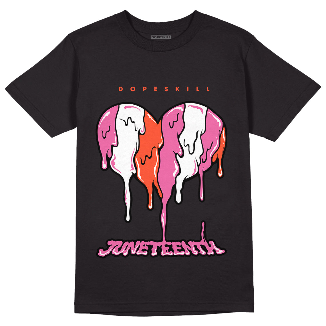 Jordan 5 GS Pinksicle DopeSkill T-Shirt Juneteenth Heart Graphic - Black