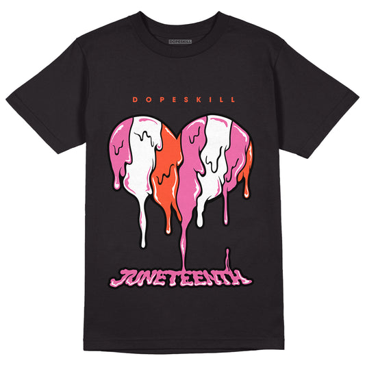 Jordan 5 GS Pinksicle DopeSkill T-Shirt Juneteenth Heart Graphic - Black