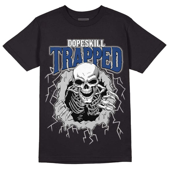 Jordan 13 French Blue DopeSkill T-Shirt Trapped Halloween Graphic - Black 