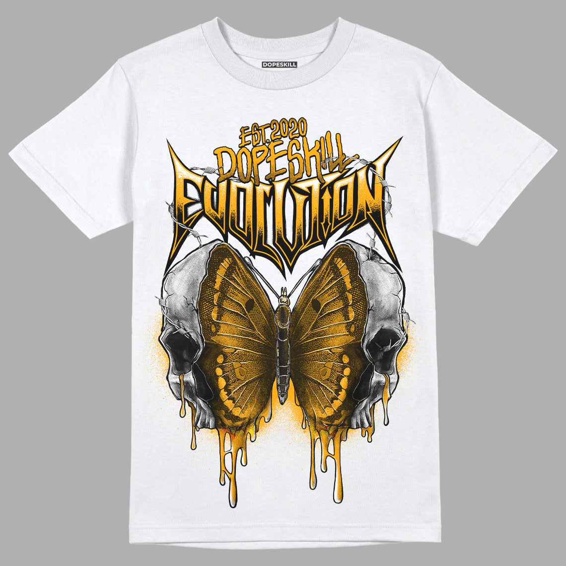 Taxi Yellow Toe 1s DopeSkill T-Shirt DopeSkill Evolution Graphic - White 