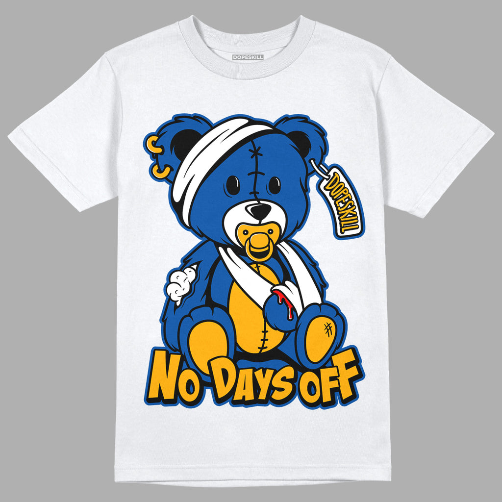 Dunk Blue Jay and University Gold DopeSkill T-Shirt Hurt Bear Graphic Streetwear - White