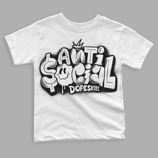 Panda White Black Dunk Low DopeSkill Toddler Kids T-shirt Anti Social Graphic - White 