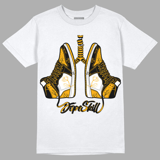 Taxi Yellow Toe 1s DopeSkill T-Shirt Breathe Graphic - White 