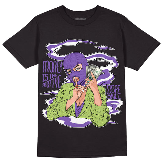 Jordan 4 Canyon Purple DopeSkill T-Shirt Money Is The Motive Graphic - Black