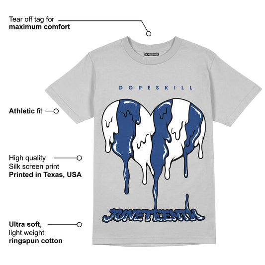 AJ 13 French Blue DopeSkill Light Steel Grey T-shirt Juneteenth Heart Graphic