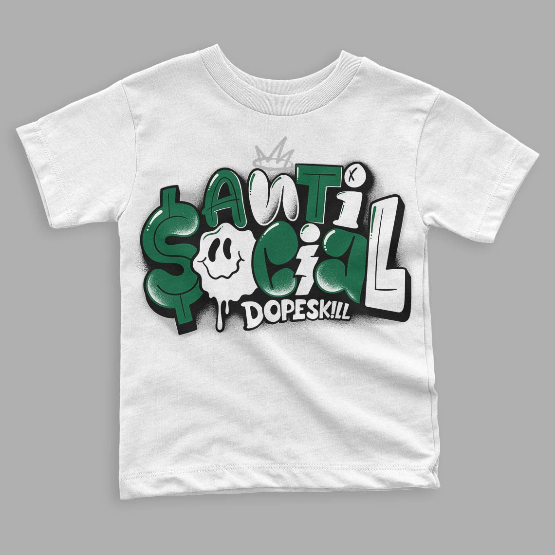 Gorge Green 1s DopeSkill Toddler Kids T-shirt Anti Social Graphic - White 